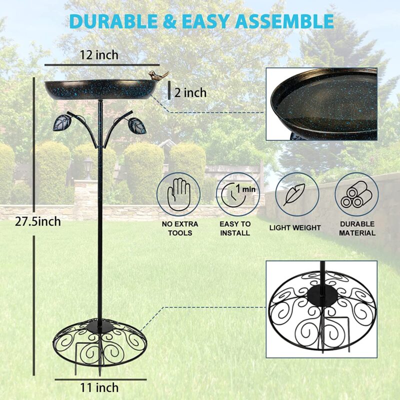 Outdoor Garden Bird Bath Metal Bird Baths Cast Iron Birdbath with Metal